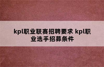 kpl职业联赛招聘要求 kpl职业选手招募条件